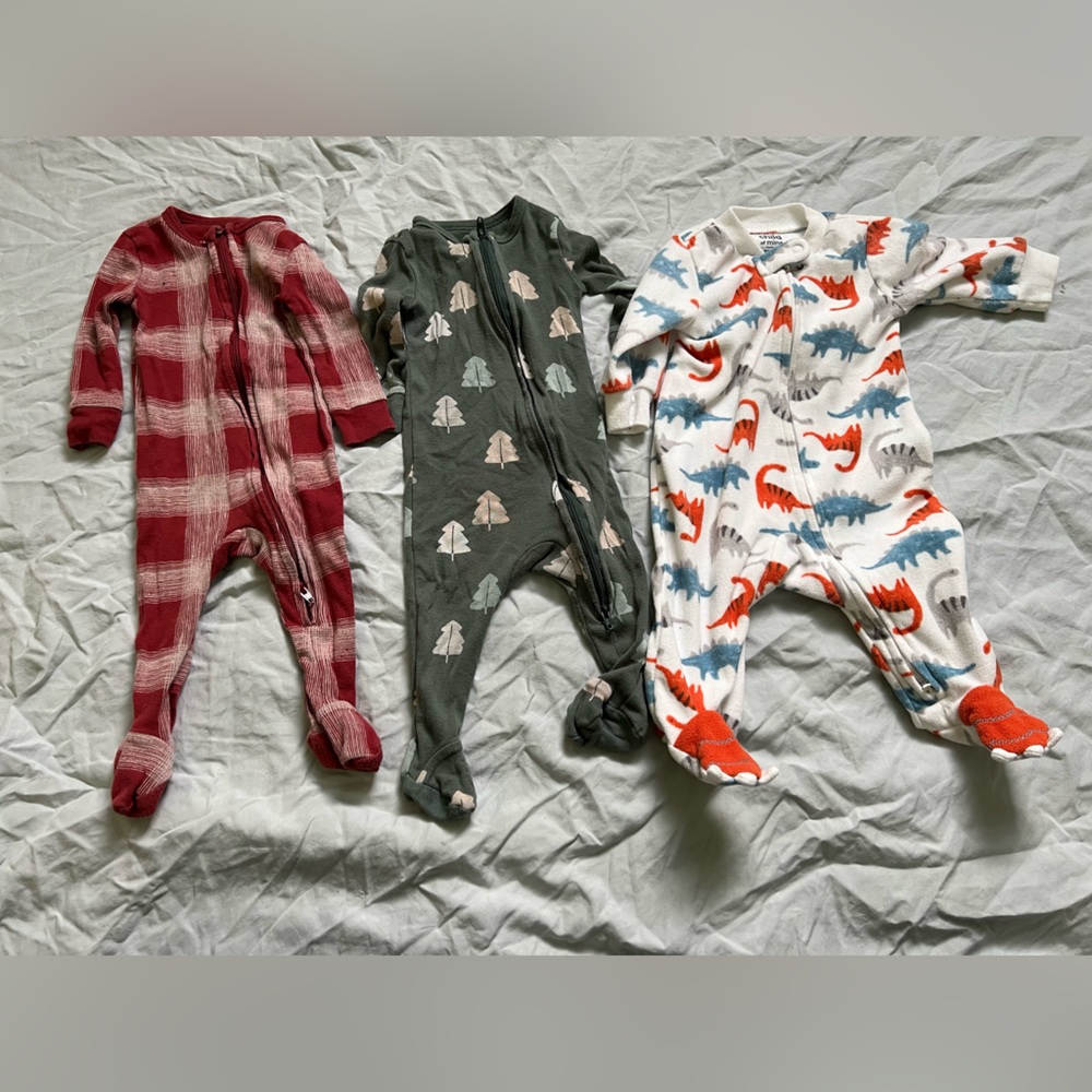 Lot of 3 boys 0-3 month sleepers (little co, child of mine)